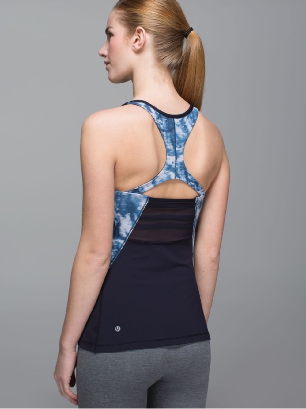 Lululemon Mesh With Me Tank Naval Blue Sea Side Silver Fox Alberta Lake Size 4 - Picture 2 of 7